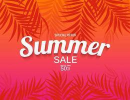 Abstract Summer Sale Background with Palm Leaves vector