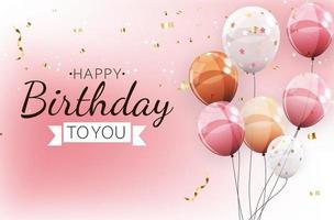 Color Glossy Happy Birthday Balloons Banner Background vector