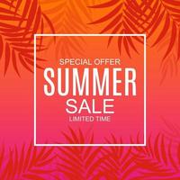 Abstract Summer Sale Background with Palm Leaves vector