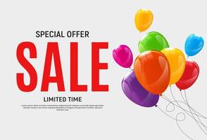 Abstract Designs Sale Banner Template with Balloons vector