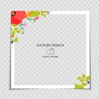 Plantilla de marco de fotos de fondo natural con flores para publicar en una red social vector