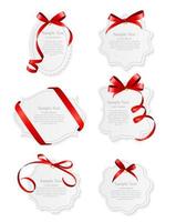 Card with Red Ribbon and Bow Set vector