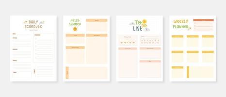 Modern planner template set Set of planner and to do list Monthly weekly daily planner template vector