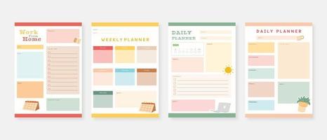 Modern planner template set Set of planner and to do list Monthly weekly daily planner template vector