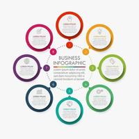 Iconos de infografía de línea de tiempo de círculo empresarial diseñados para plantilla de fondo abstracto vector