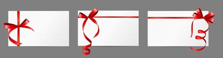 tarjeta de regalo en blanco vacía con cinta roja y lazo