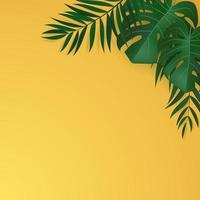 Natural Realistic Green Palm Leaf Tropical Background vector