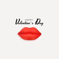 Diseño de fondo del día de San Valentín con labios y corazones realistas para plantilla para publicidad o web o redes sociales y anuncios de moda vector