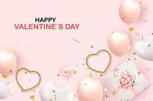 Valentine s Day Background Design with Realistic Lips and Hearts for Template for advertising or web or social media and fashion ads vector