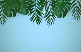 Natural Realistic Green Palm Leaf Tropical Background vector