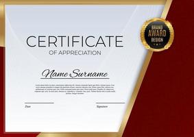 Certificate of achievement template set Background with gold badge and border vector