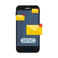 New Email  on the smartphone screen notification concept vector