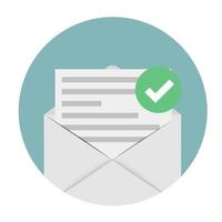 New Email notification concept with envelope and Green check mark vector