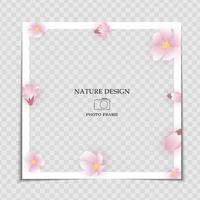 Plantilla de marco de fotos de fondo natural con flores para publicar en una red social vector