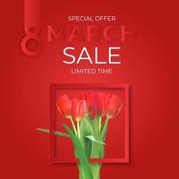 8 March sale banner Background Design Template for advertising or web or social media and fashion ads vector