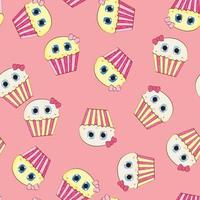 Little Cute Cupcake Seamless Pattern Background