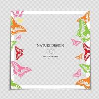 Natural Background Photo Frame Template with Butterfly for post in Social Network vector