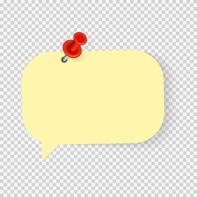 Colored empty paper note sticker with red pin for office text or business messages