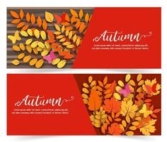 Banner de venta otoño en estilo de color de agua vector