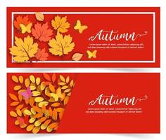 Banner de venta otoño en estilo de color de agua vector