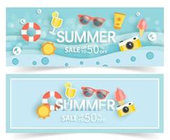 summer sale banner with summer element vector