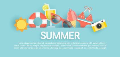 Summer sale banner with summer element vector