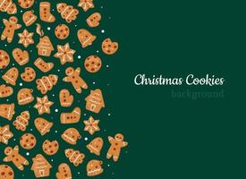 Christmas cookies and gingerbreads background vector