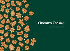 Christmas cookies and gingerbreads background vector