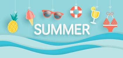 banner de rebajas de verano con elemento de verano vector