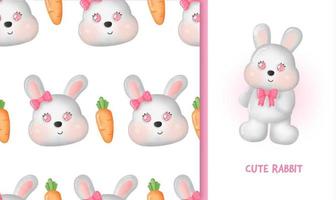 Seamless pattern with cute rabbit and carrot vector