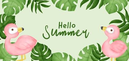 Summer background with flamingo vector