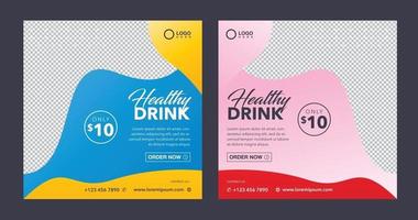 healthy fresh juice drink banner for social media post template vector