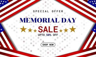 Memorial Day Background Special Offer Sale Promotion Advertising Banner Template vector