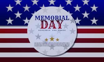 Memorial Day background design with american flag in gradation colors vector