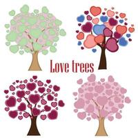 árbol de amor con hojas de corazón vector