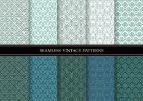 Horizontally And Vertically Repeatable Vector Seamless Damask Vintage  Patterns Set