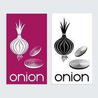 Onion logo icon template Red onion silhouette vector