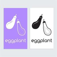 Eggplant icon logo template silhouette in black and white vector