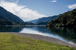 Lake Ledro on a sunny summer day near Trento, Italy