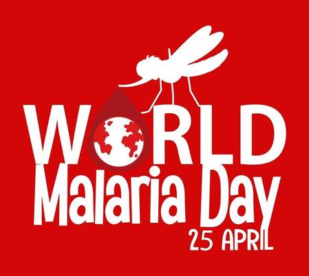 World Malaria Day font with mosquito on red background