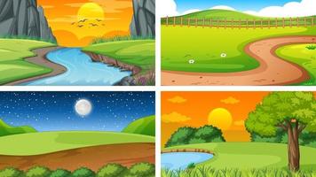 Four different scene of nature park and forest vector