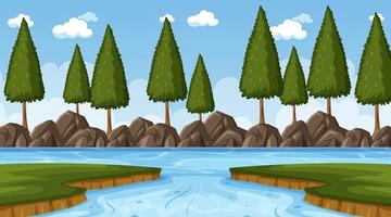Nuture scene with river in the forest at day time vector