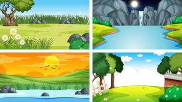 Four different scene of nature park and forest vector