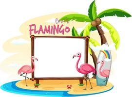 Empty banner board with summer beach elements vector