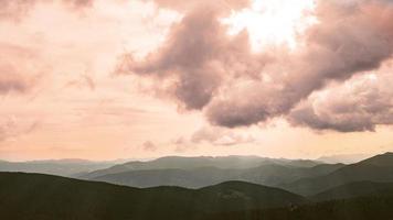 Carpathian Mountains Panorama of green hills in summer mountain