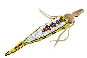 Indian knife with bone handle in a quiver embroidered with beads photo