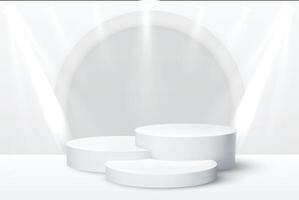 3d rendering podium spotlight background vector