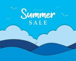 Summer Sale Water Cloud Paper vector