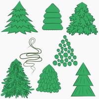 Set of different trees for New Year and Christmas Vector