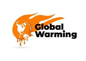 logotipo del calentamiento global calentamiento global globo terráqueo derritiendo vector
